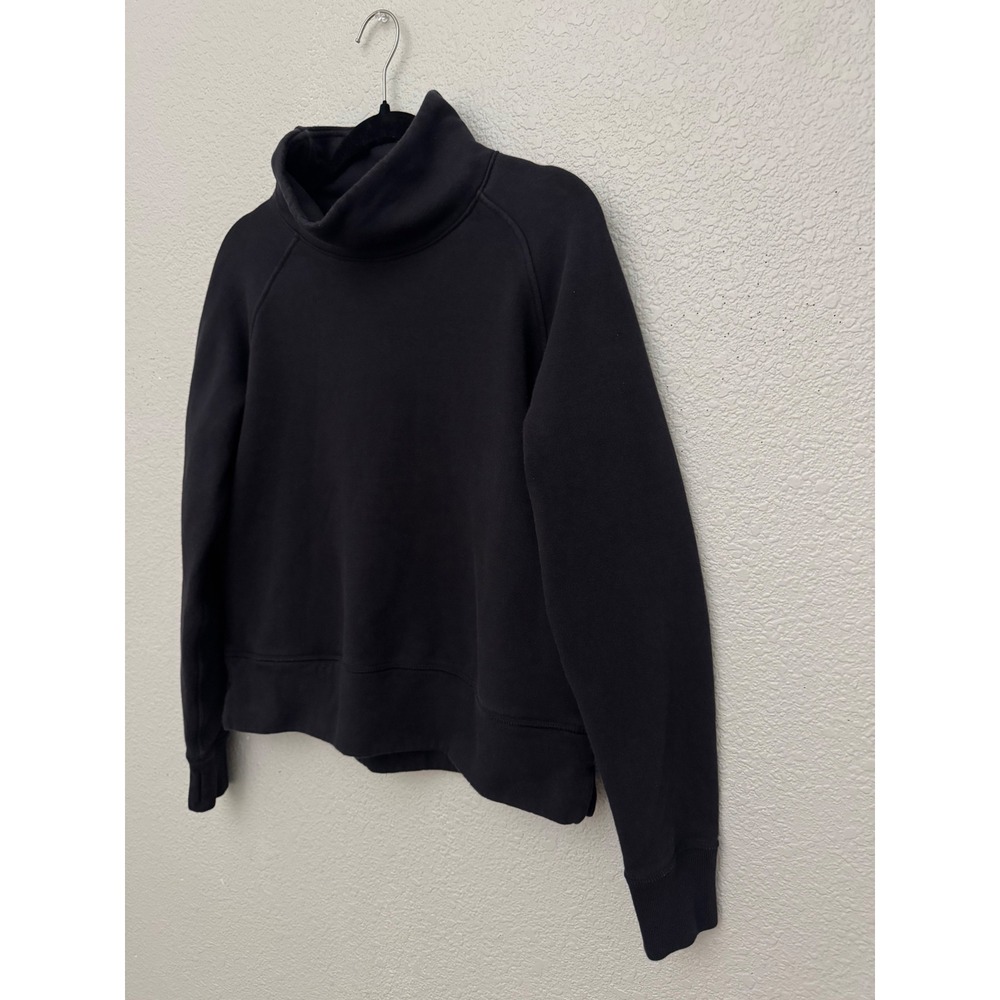 Public Rec Lux Fleece Pullover Sweatshirt Black Funnel Neck Pima Cotton Medium - Picture 5 of 11